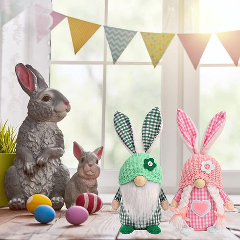 Easter Gnomes Decorations, 2 Pcs Plush Easter Bunny Handmade Swedish Tomte Elf Stuffed Doll Rabbit Gifts Cute Easter Faceless Dwarf Bunny Household Ornaments, Home Decor