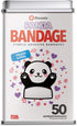 BioSwiss Kids Bandages | 50pcs Sterile Unique Shaped Bandages Colorful Funny Cute Toddler Girls & Boys, Adults First Aid, Protect Scrapes and Cuts | Wellness for Everyone | Reusable Tin (Panda)