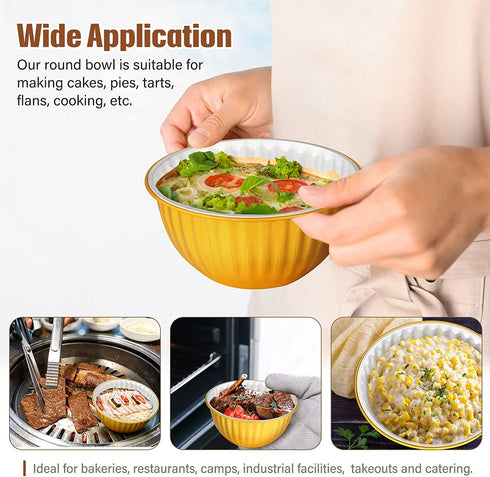 40 Pieces Disposable Pie Pans Heavy-Duty Aluminum Foil Bowls Soup Cake Cups Pots Pie Tin 4.72 Inches for Hot Cold Food Oven Safe for Home, Bakeries, Cafes, Restaurants Use