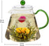 Teabloom Blooming Oasis Teapot - 34 oz Borosilicate Glass Teapot, Glass Tea Infuser, 2 Blooming Teas - Thermal Shock Resistant - Stovetop, Microwave, Dishwasher Safe - Holds 3-4 Cups