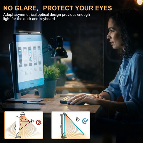UBright Computer Monitor Light, Screen Light Bar with Touch Sensor USB Monitor Lamps Desk Light 3 Switchable Light Modes Dimmable Monitor Light Bar Eyes Care Reading Light for Desk Office Home Round