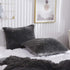 XeGe Faux Fur Throw Pillow Cases Plush Shaggy Ultra Soft Pillow Cover Fluffy Crystal Velvet Decorative Pillowcases Zipper Closure,Set of 2(Standard, Dark Gray)