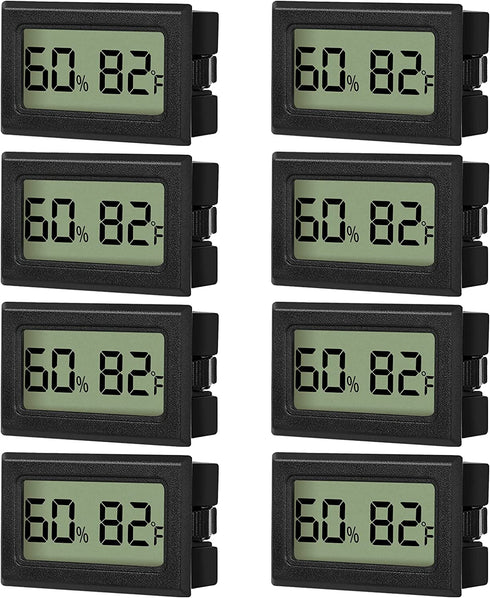 EEEKit 8-Pack Mini Thermometer Hygrometer, Small Digital Electronic Temperature Humidity Meters Gauge Indoor LCD Display Fahrenheit for Humidors, Greenhouse, Garden, Cellar, Fridge, Mason Jar