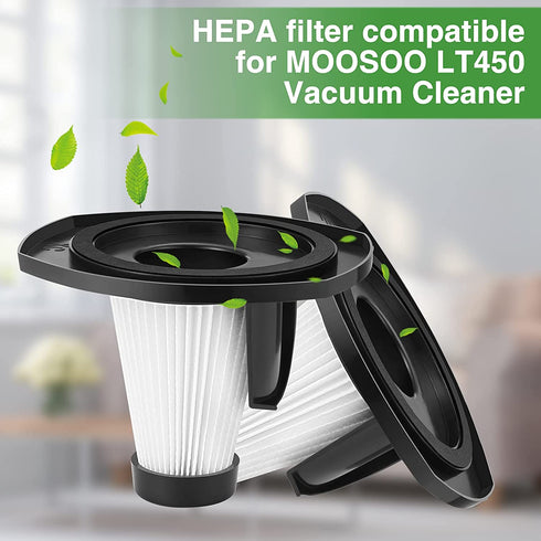 Cabiclean LT450 Vacuum Filter for Moosoo Vacuum Cleaner, HEPA Replacement Filter Compatible with MOOSOO LT450 Vacuum Cleaner ( 6 HEPA Filter & 6 Sponge?