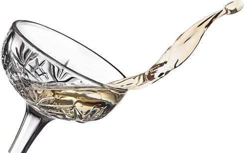 Godinger Champagne Coupe Barware Glasses - Set of 4, Dublin Crystal Collection