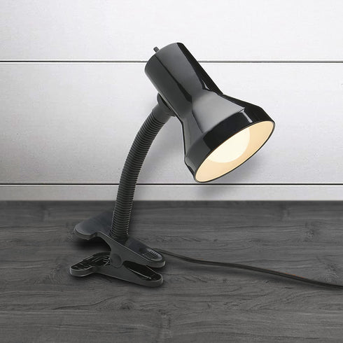 Xtricity Desk Lamp with Clamp Base and Adjustable Gooseneck, 7W A19 LED Bulb Included, 120 Volt, Convenient On/Off Switch, 10.25 Inches Tall (26cm), Black Finish