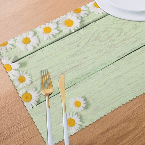 Chamomile Flower Placemats for Dining Table Set of 6, Printing Thin Environmental Materials Easy Clean for Kitchen Dinner Party.Table Mat Place Mats for Kitchen Dining Decoration(12 X 18 Inch)