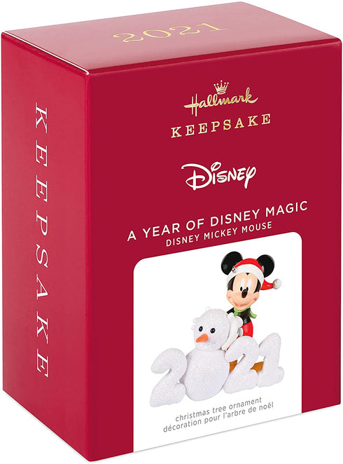 Hallmark Keepsake Christmas Ornament, Year Dated 2021, Disney Mickey Mouse A Year of Disney Magic Snowman