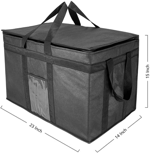 Luna Gift XXX-Large Premium Quality Insulated Collapsible Cooler Bags with Zipper Closure,Reusable Grocery Shopping Bags Keep Food Hot or Cold,Ideal for Uber Eats,Instacart,Postmates,Restaurant,Catering, Black