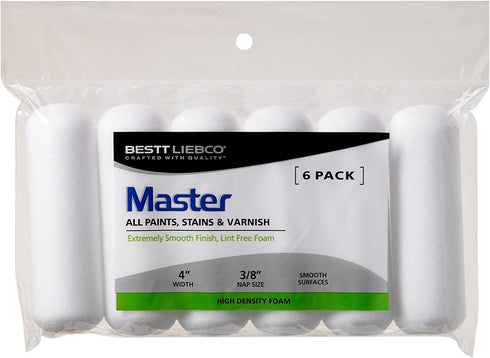 Bestt Liebco White Foam Mini Rollers 4" x 3/8" White Foam 6-PK