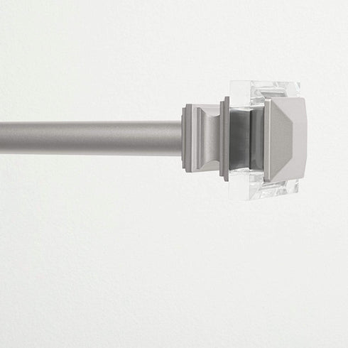 Exclusive Home Curtains Prism 1" Curtain Rod and Coordinating Finial Set, 66"-120", Matte Silver