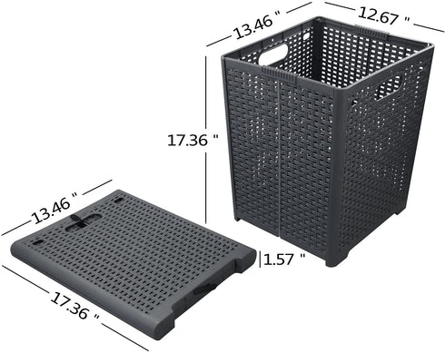 Tstorage Plastic Collapsible Storage Laundry Baskets, Foldable Laundry Hampers, 2 Packs