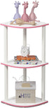 Furinno Turn-N-Tube 3-Tier Reversible Corner Display Rack Multipurpose Shelving Unit, Pink/White