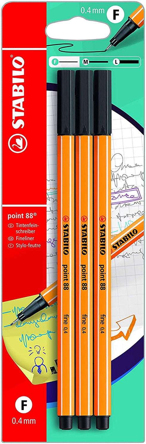 Fineliner - STABILO point 88 - 3pcs - Black