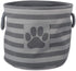 Bone Dry Pet Storage Collection Striped Paw Patch Bin, Medium Round, Gray