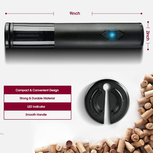 Electric Wine Opener , Automatic Corkscrew set contains Foil Cutter, Vacuum Stopper and Wine Aerator Pourer for Dating, Party and Wine lover (3 Piece Gift Set)