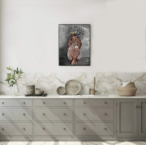 Black Queen Wall Art Africa America Poster Black Woman Love Music Canvas Wall Art Abstract Contemporary Canvas Matte Prints Painting Home Decor For Bedroom Living Room 16X24 Inch No Frame