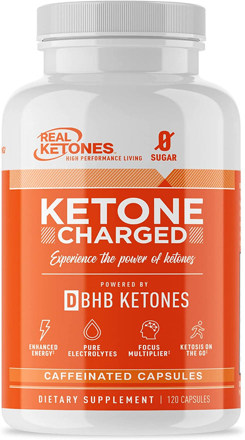 Real Ketones - Day Time AM Caffeine Keto Pills - BHB Exogenous Ketones Capsules, Energy, Focus and Rapid Ketosis (30 Servings)