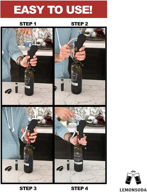 LEMONSODA Screwpull Lever Wine Bottle Opener Set - Corkscrew Wine Opener, Foil Cutter, Wine Pourer, Vacuum Wine Stopper, Extra Spiral - Cool Metal Cork Remover and Wine Tools for Easy Bottle Opening