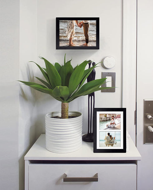 Golden State Art, 8.5x11 Black Wooden Picture Frame - White Mat for 2-5x7 Photos - Real Glass - Easel Stand for Landscape/Portrait Table Display - Home Decor - Gift for Families, Students, Friends
