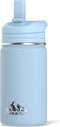 Hydrapeak Mini 14oz Kids Water Bottle with Straw Lid, Stainless Steel Double Wall Insulated Water Bottle for Kids | Leak-Proof and Spill-Proof Kids Water Bottle for School, Cold for 24 Hours (Cloud)