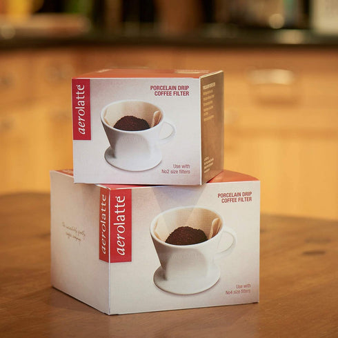 Aerolatte Pour Over Coffee Dripper Reusable Filter Cone Brewer, Number 2-Size, Ceramic, Brews 2 to 6-Cups