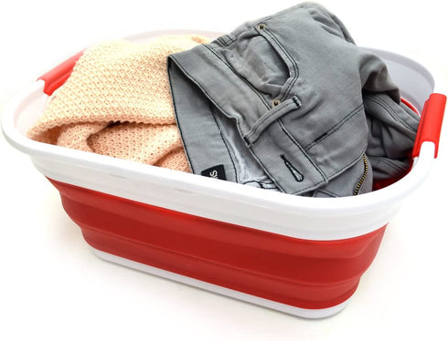 SAMMART 17.5L (4.6 Gallon) Small Collapsible/Foldable/Pop Up/Portable Washing Tub, Water Capacity 13.5L/3.5 Gallon (1, Red)