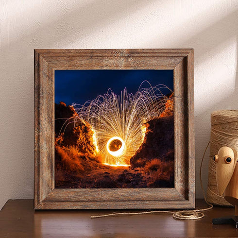 10x10 Frame Wood Set of Two, Rustic Square Frame for Wall Mount & Tabletop 10 by 10 Frame Mounting Hardware Included
