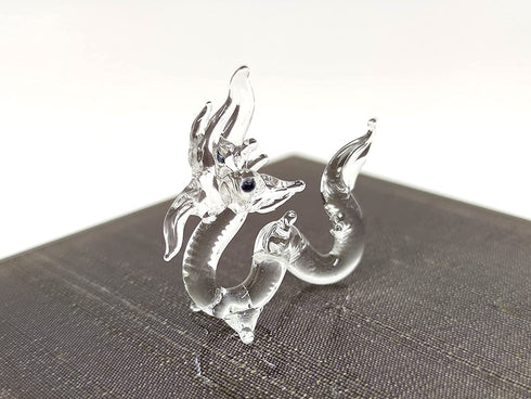 Sansukjai Rare Naka Tiny Micro Crystal Figurines Hand Blown Clear Glass Art Lucky Animals Collectible Gift Home Decor