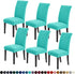 Joccun Chair Covers for Dining Room Set of 6,Water Repellent Dining Chair Slipcovers Stretch Dining Room Chair Covers Seat Protector,Washable Parsons Chair Cover for Home,Banquet(Turquoise,6 Pack)