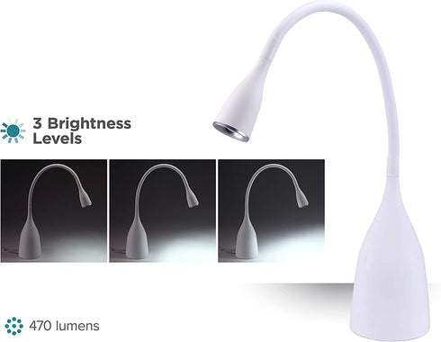 BLACK+DECKER LED Desk Lamp, Gooseneck Task Light, Dimmable with 3 Color Modes