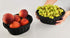 HOME-X Oval Plastic Woven Wicker Basket, Bread Baskets-Table Decor and Storage-Dark Gey-Set of 2 9.5"L x 8"W x 3.5"H
