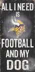 NFL Football and Dog Wood Sign, Minnesota Vikings