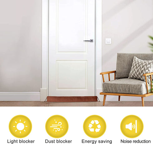 fowong 36 Inch Under Door Draft Stopper,Bottom Door Seal Sound Blocker Weatherstripping (Brown)