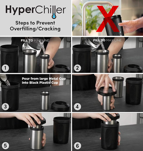 HyperChiller by Maxi-Matic Patented Instant Coffee/Beverage Cooler, Ready in One Minute, Reusable for Iced Tea, Wine, Spirits, Alcohol, Juice, 12.5 OZ, Black