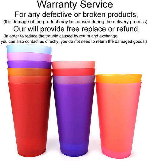 32-ounce Plastic Tumblers/Large Drinking Glasses/Party Cups/Iced Tea Glasses Set of 12,6 Assorted Colors| Unbreakable, Dishwasher Safe, BPA Free