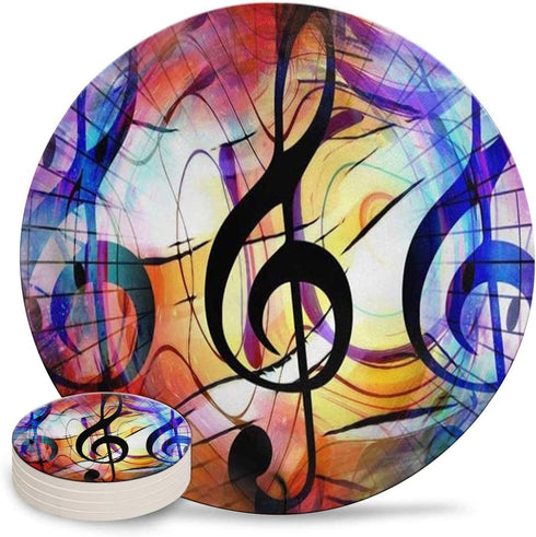 XUTAI Drink Coasters Custom Stone Music Note Coaster Ceramic with Cork Backing 4 Pack Sets for Birthday Housewarming Room Decor Holiday Party