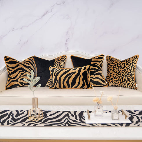 Yangest 18x18 Inch Leopard Decorative Velvet Throw Pillow Cover Black and Gold Cheetah Cushion Case Modern Pillowcase for Sofa Couch Bedroom Living Room Home Decor