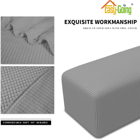 Easy-Going Stretch Ottoman Cover Folding Storage Stool Furniture Protector Soft Rectangle slipcover with Elastic Bottom(Ottoman Small,Light Gray)