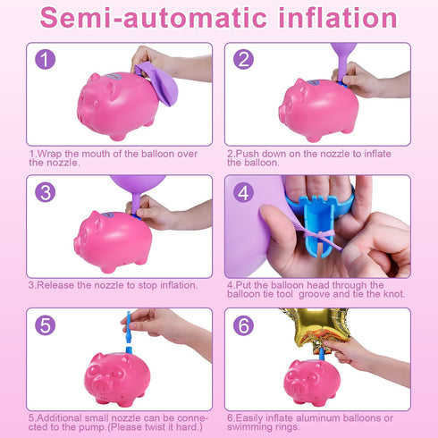 Kusamue Electric Balloon Pump - Quick Inflation for Party Decoration Arch/110V 600W Portable Inflator Balloon Blower Air Pump: Fast & Easy Filling Balloons (Pink)
