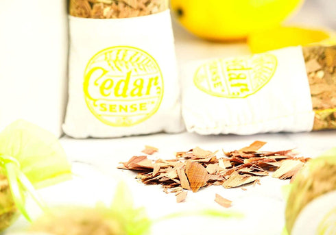 Cedar Sense Lemon Essential Cedar Sachets 8 Pack Essential Oil Infused Cedar Chips Car Air Freshener Closet Freshener Potpourri Bags Air Fresheners Sachets for Drawers and Closets