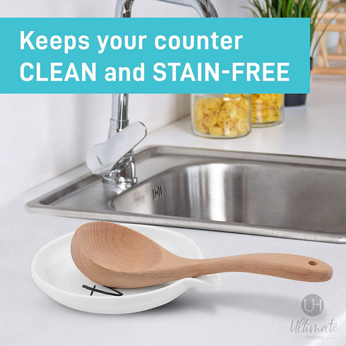 Oversized Spoon Rest for Kitchen - 2 Pack - White Ceramic Farmhouse Design for Cooking - Stove Top, Kitchen Counter, Countertop - Ladle Holder, Spoon Holder, Utensil Rest, Coffee Spoon Rest€¦
