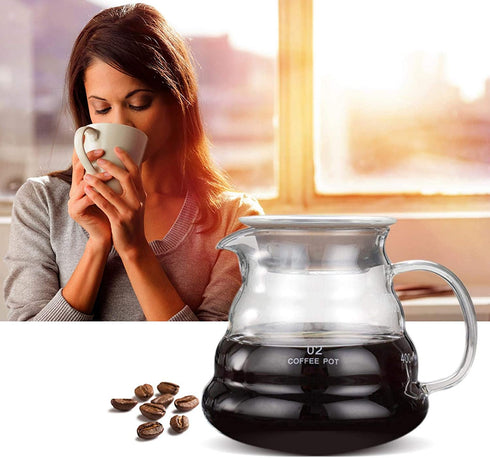 500ml Glass Teapot Coffee Kettle Tea Drip Pot Thickened Heat Resist Water Pot with Handle Lid for Hand Coffee Tea Brewing