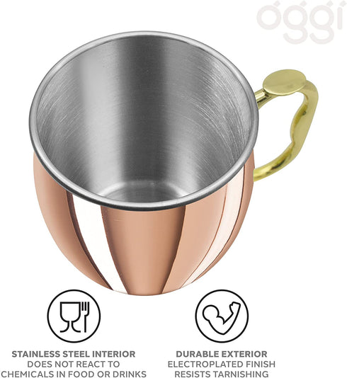 Oggi Moscow Mule Copper Plated Mug with EZ-Grip Handle, 20-Ounce