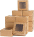Moretoes 48pcs Brown Bakery Boxes with Window Cookie Boxes 6x6x3 Inches Small Cake Box Kraft Paper Treat Boxes for Cookies, Pastry, Cupcakes, Pie, Donuts