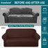 Granbest Thick Sofa Covers for 3 Cushion Couch Stylish Pattern Couch Covers for Sofa Stretch Jacquard Sofa Slipcover for Living Room Dog Pet Furniture Protector (Large, Chocolate)