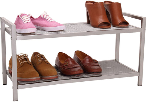 Household Essentials, Nickel 2 Tier Metal Mesh Shoe Rack