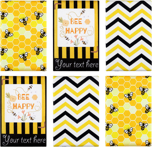 6 Pieces Bee Theme Kitchen Tea Towels Home Stylish Dish Towel Farmhouse Theme Animal Kitchen Bar Towels Honeycomb Kitchen Tea Towels, Bee Kitchen Decor 16 Inches x 24 Inches, Set of 6