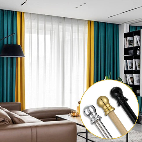 Curtain Rods for windows,1" Diameter Curtain Rod, 30-57" Standard Decorative Window Curtain Rod Set with Brackets for bathroom Kitchen Bedroom Window, Black