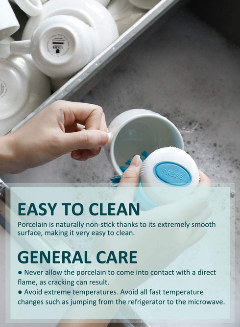 Teocera Porcelain Cappuccino Cups with Saucers - 6 Ounce for Coffee Drinks, Latte, Cafe Mocha, and Tea - Set of 6, Turquoise
